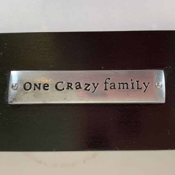 One Crazy Family Photo Black Frame Tabletop Fits 4"x6" Picture Silver Plate - Picture 3 of 12
